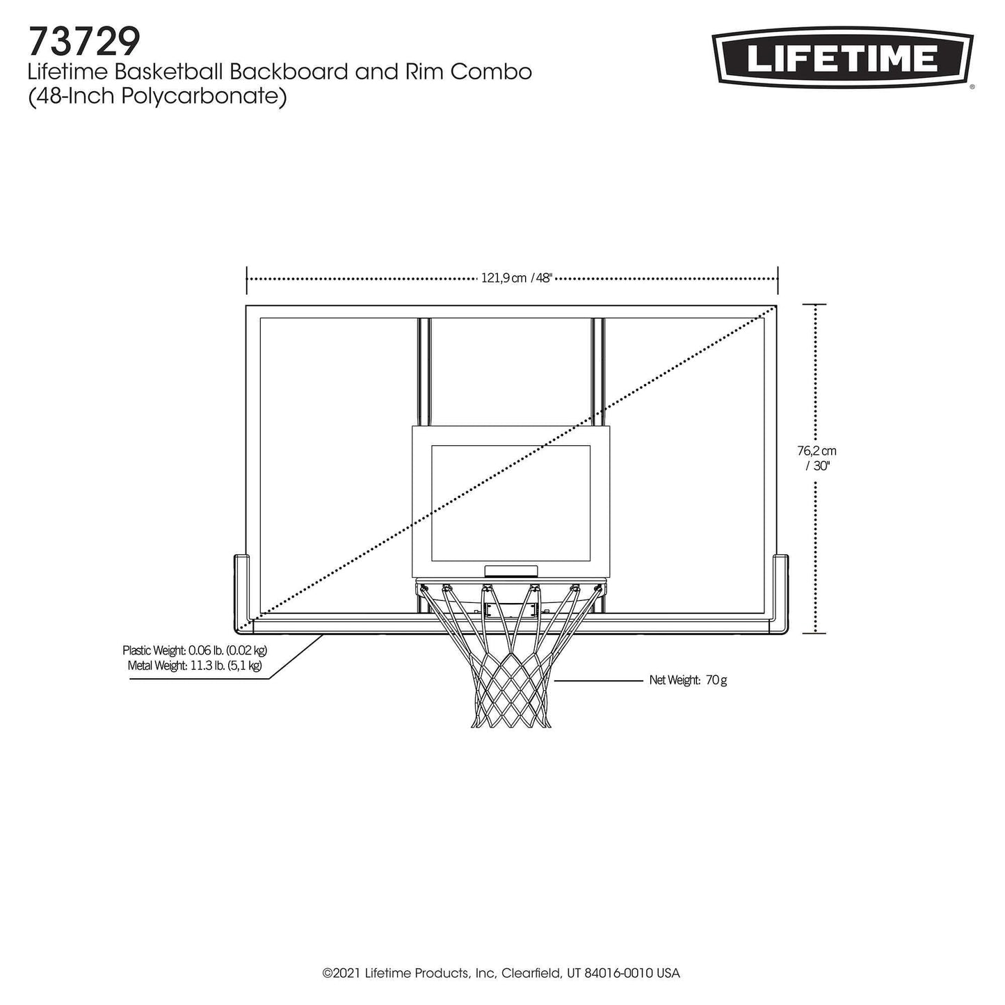 Lifetime Basketball Backboard and Rim Combo (48 Inch Polycarbonate)