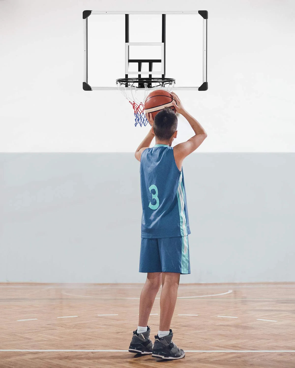 44" Basketball Backboard and Rim Combo, Wall Mounted Basketball Hoop Outdoor Indoor for Kids Adults