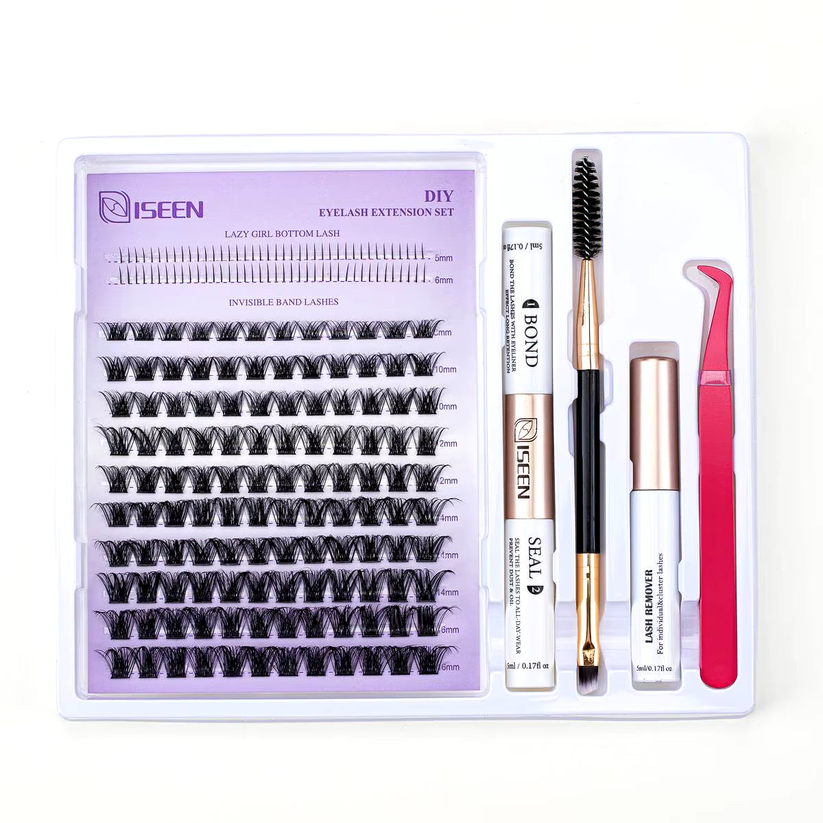 B&Q Lash Waterproof Kit for Natural Look, Long Lasting and Individual Lashes with Tweezers and Bond&Seal Extensions for Beginners - Makeup Volumized False Eyelashes