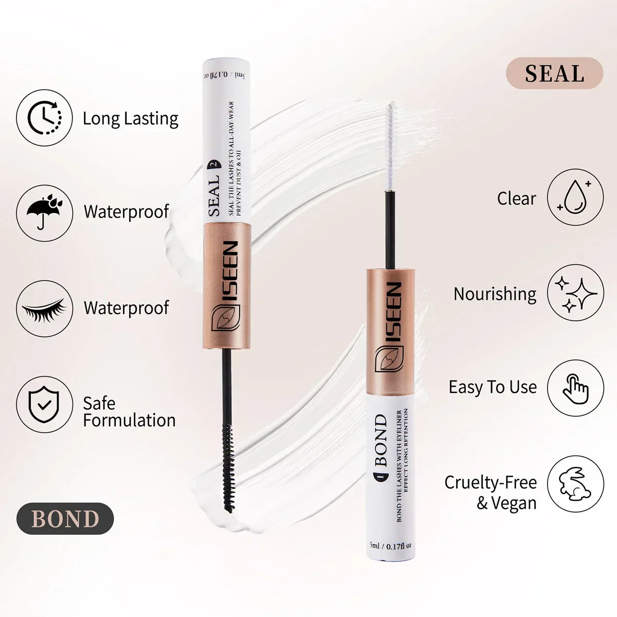 B&Q LASH Waterproof Lash Kit with Tweezers and Bond&Seal Extensions for Natural Look and Long Lasting Individual Lashes - Makeup Volumized False Eyelashes