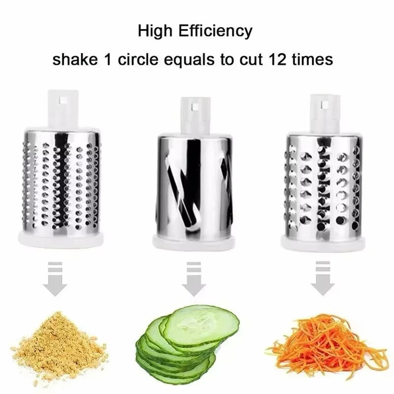 Rotary Grater with Handle, with 5 Well-Designed Blades and Strong Suction Cup Base, Mandoline Slicer and Vegetable Grater Rotary Utensils fast cutting machine kitchen must powerful Chopper Gyro Cheese Cutter Stainless Steel Multi-Functional blade storage