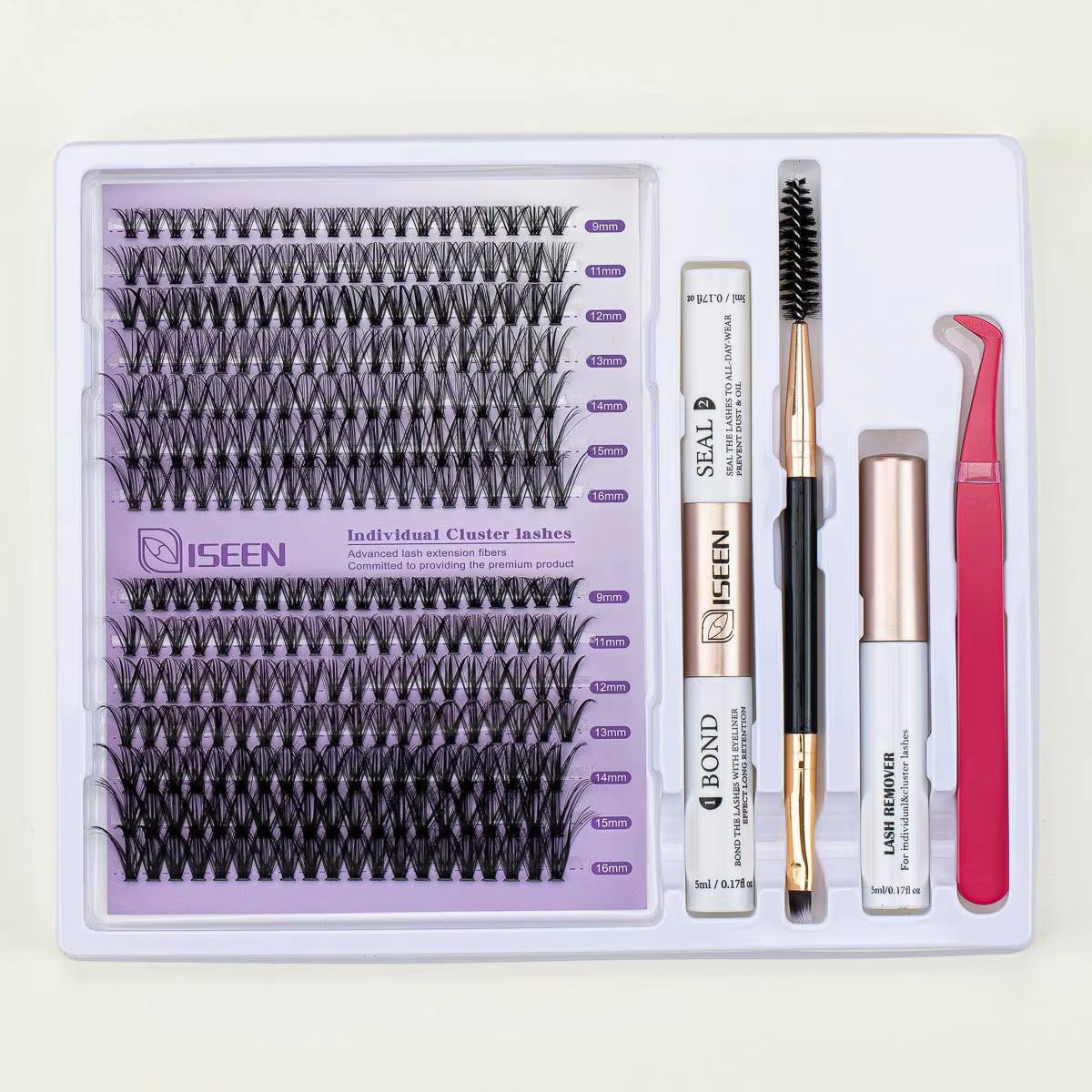B&Q Lash Waterproof Kit for Natural Look, Long Lasting and Individual Lashes with Tweezers and Bond&Seal Extensions for Beginners - Makeup Volumized False Eyelashes