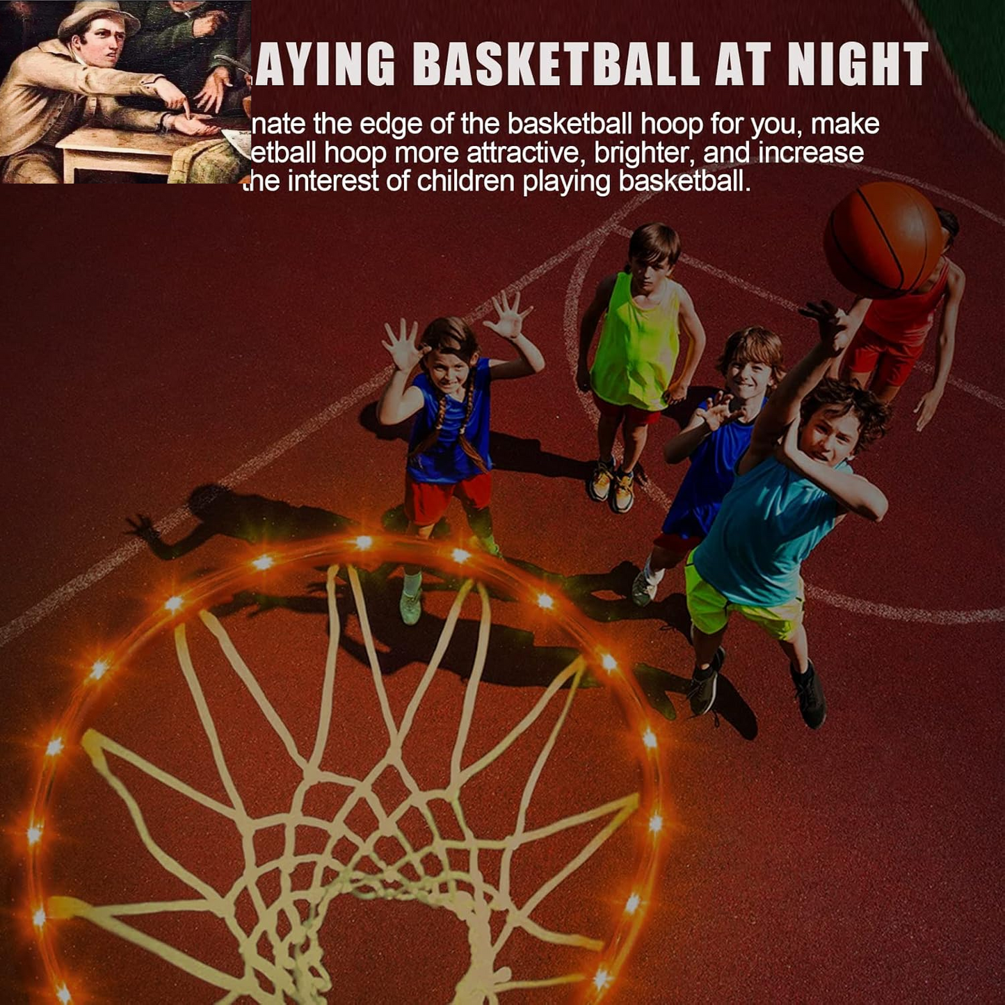 Remote Control Basketball Rim & Backboard LED Light with 16 Colors 7 Flashing Mode for Playing Basketball in the Dark (Rim and Backboard Not Included)