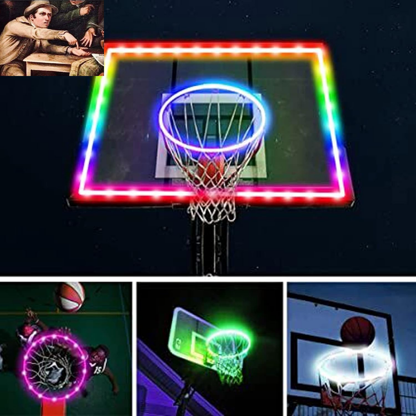 Remote Control Basketball Rim & Backboard LED Light with 16 Colors 7 Flashing Mode for Playing Basketball in the Dark (Rim and Backboard Not Included)