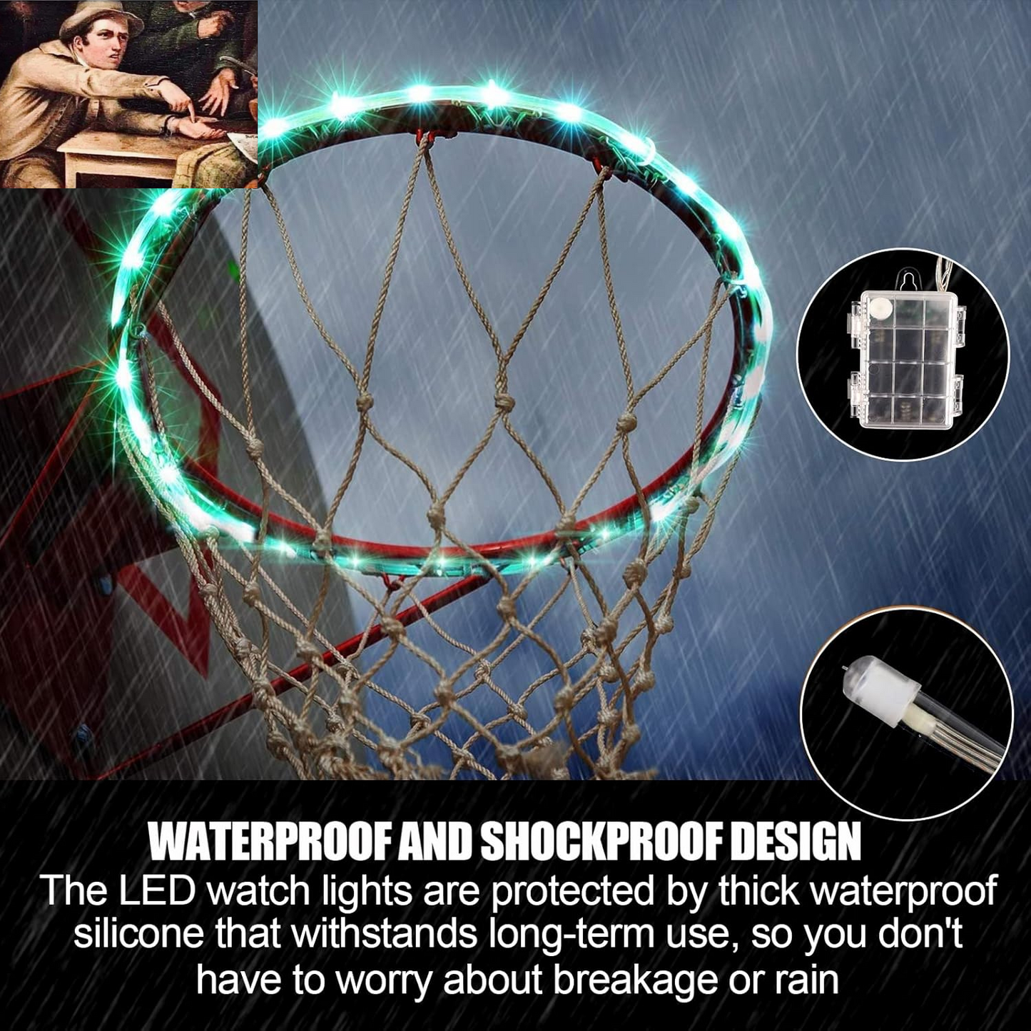 Remote Control Basketball Rim & Backboard LED Light with 16 Colors 7 Flashing Mode for Playing Basketball in the Dark (Rim and Backboard Not Included)
