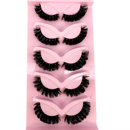 5 Pairs Classic Hybrid Volume Lashes Wispy D Curl Short Russian Strip Lashes