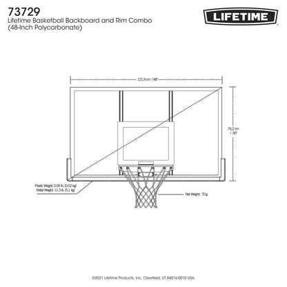 Lifetime Basketball Backboard and Rim Combo (48 Inch Polycarbonate)
