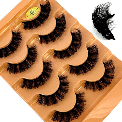 5 Pairs Classic Hybrid Volume Lashes Wispy D Curl Short Russian Strip Lashes