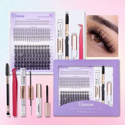 DIY Lash Extension Mix Styles Lash Clusters Individual with Bond&Seal Remover Tweezers Lash Brush for Self Application Makeup