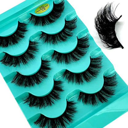 5 Pairs Classic Hybrid Volume Lashes Wispy D Curl Short Russian Strip Lashes