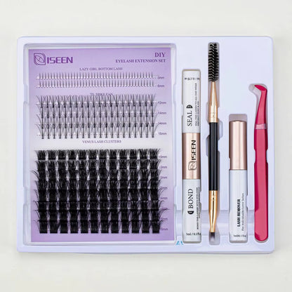 DIY Lash Extension Mix Styles Lash Clusters Individual with Bond&Seal Remover Tweezers Lash Brush for Self Application Makeup