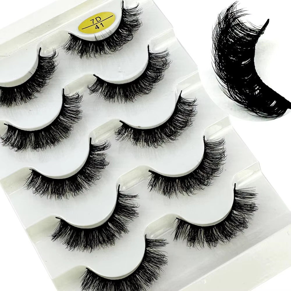 5 Pairs Classic Hybrid Volume Lashes Wispy D Curl Short Russian Strip Lashes