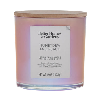 Better Homes & Gardens Honeydew & Peach Scented 2-Wick 12Oz Iridescent Jar Candle