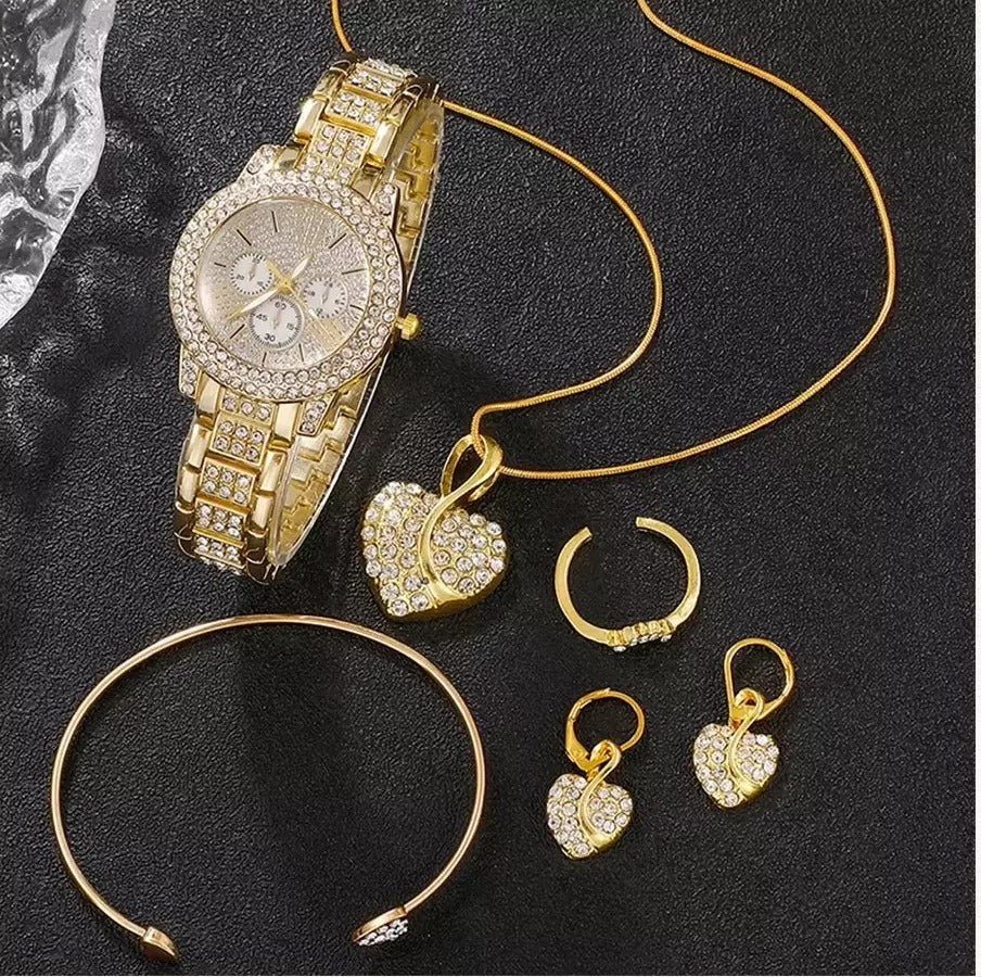 Full Diamond Bracelet Watch Suit Women'S Quartz Watch Fashion Jewelry