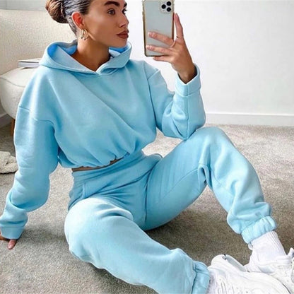 2 Piece Sweatsuit Sexy Long Sleeve casual Fitness Sportswear