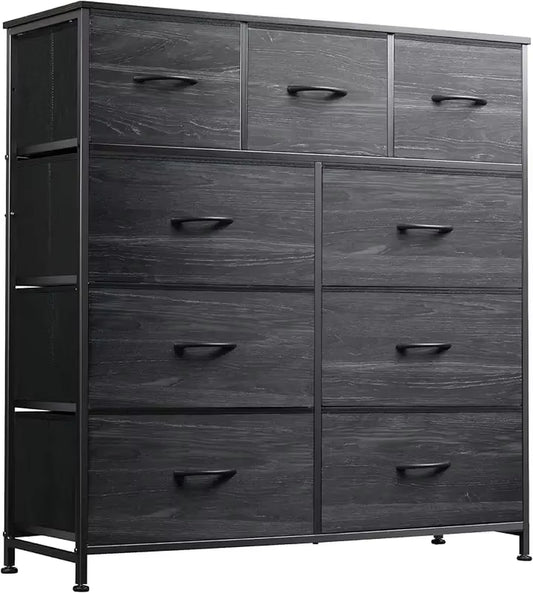 9-Drawer Dresser, Fabric Storage Tower for Bedroom, Hallway, Closet, Tall Chest Organizer Unit for Bedroom with Fabric Bins