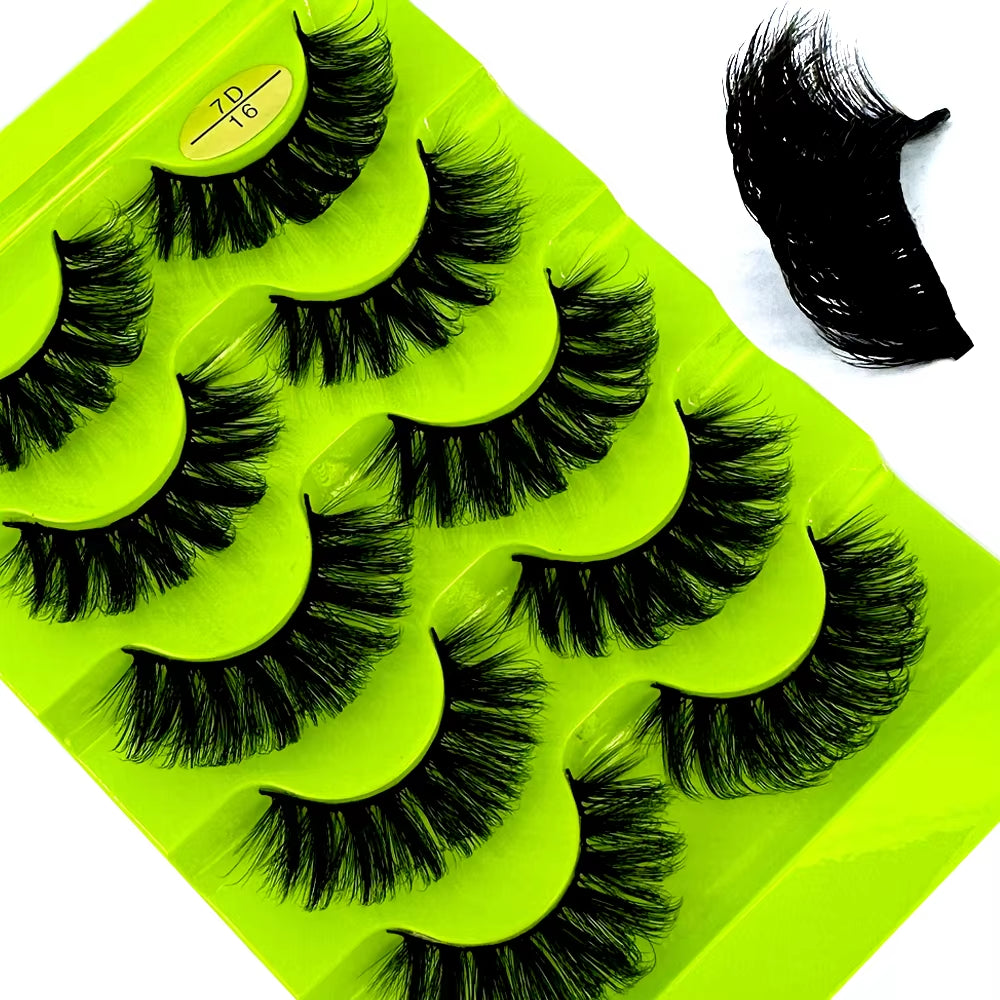 5 Pairs Classic Hybrid Volume Lashes Wispy D Curl Short Russian Strip Lashes