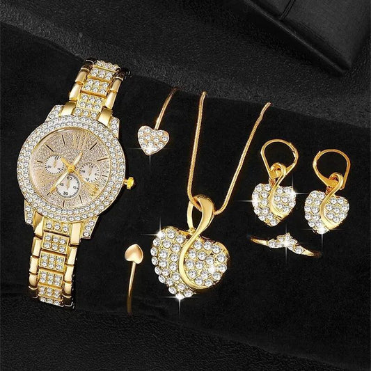 Full Diamond Bracelet Watch Suit Women'S Quartz Watch Fashion Jewelry