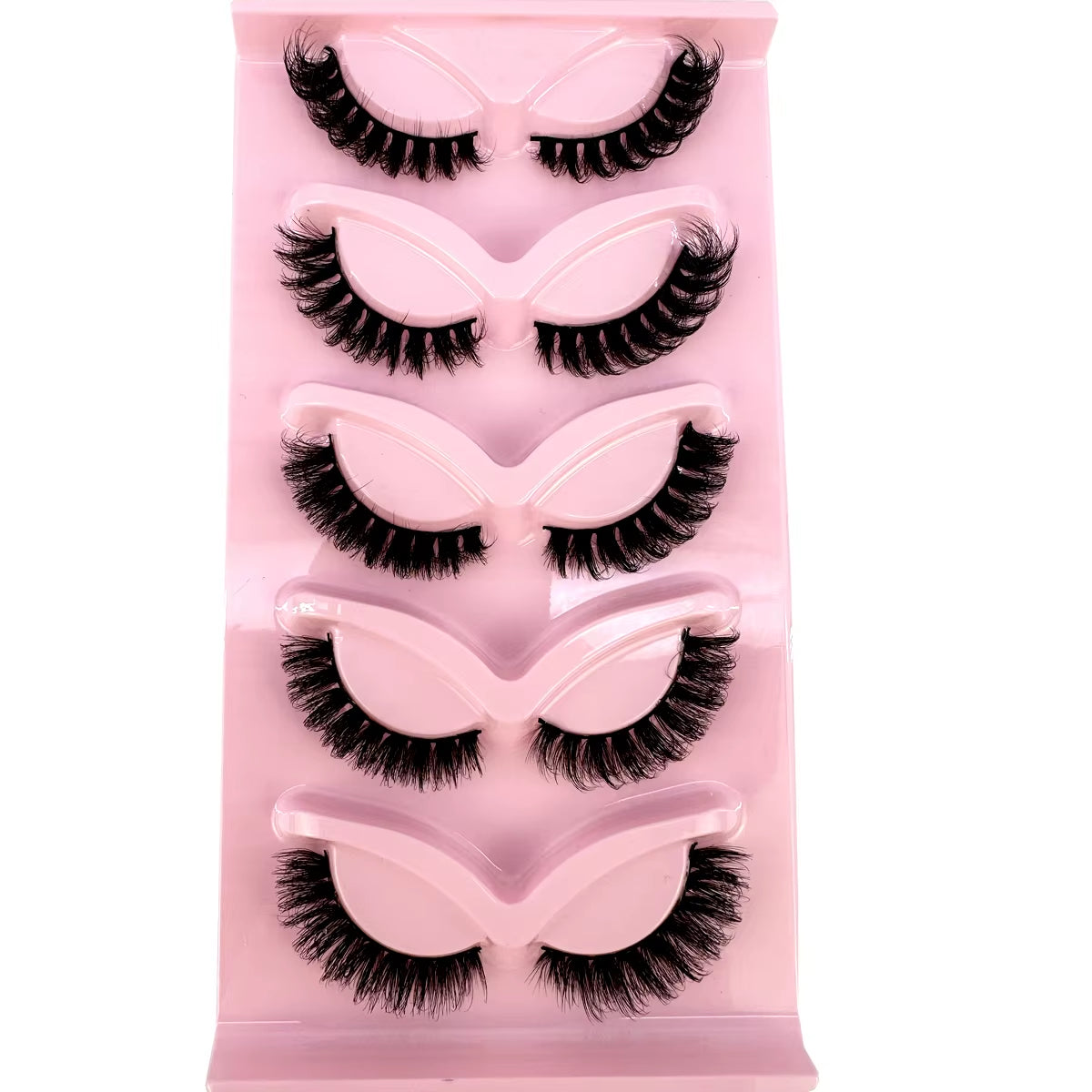 5 Pairs Classic Hybrid Volume Lashes Wispy D Curl Short Russian Strip Lashes