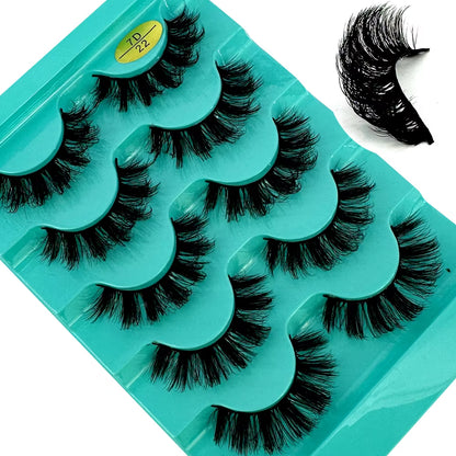 5 Pairs Classic Hybrid Volume Lashes Wispy D Curl Short Russian Strip Lashes