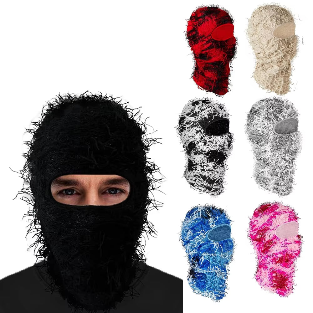 Fuzzy Balaclava Hat Full Face Cover Ski Mask Knitted Beanies