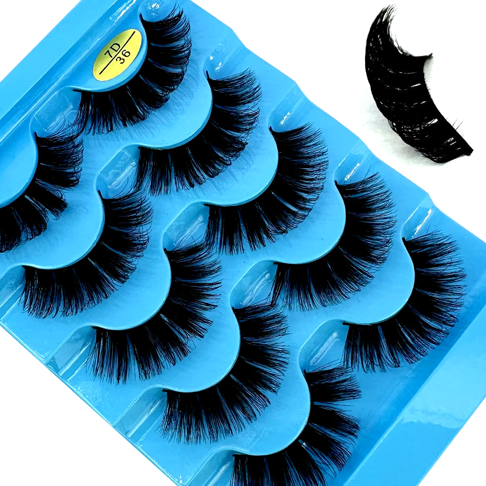 5 Pairs Classic Hybrid Volume Lashes Wispy D Curl Short Russian Strip Lashes