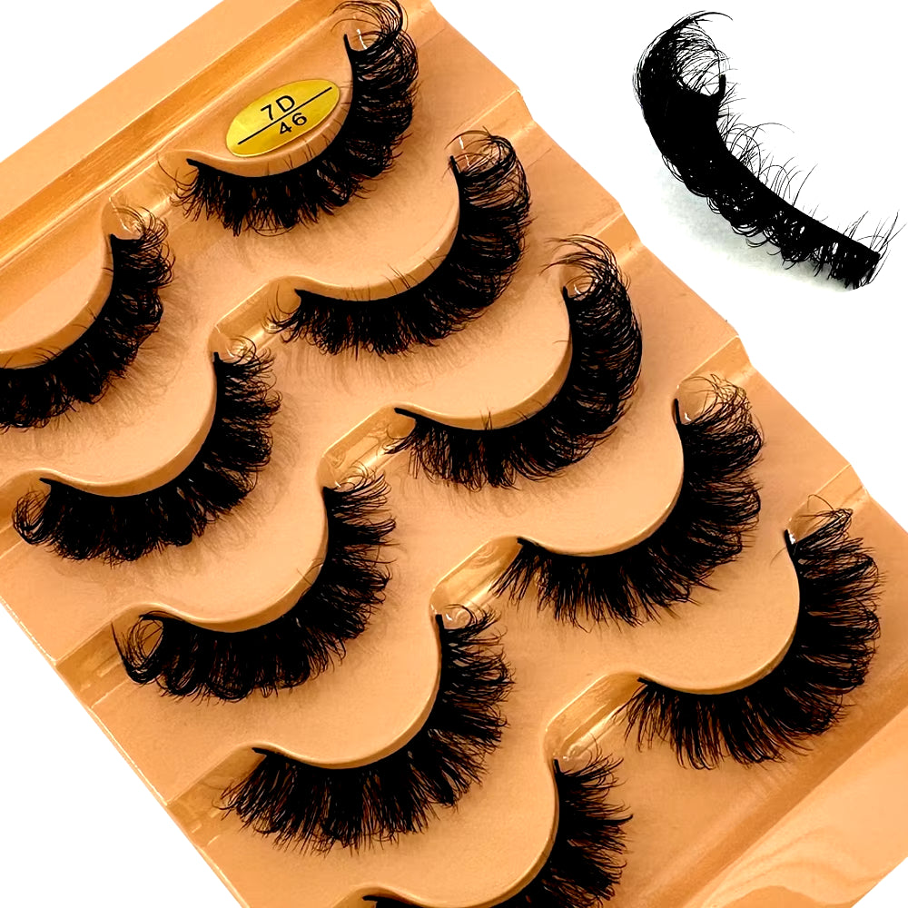 5 Pairs Classic Hybrid Volume Lashes Wispy D Curl Short Russian Strip Lashes