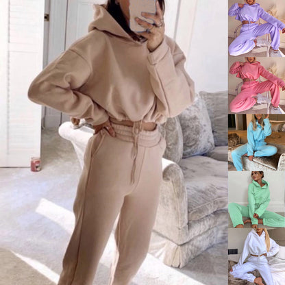 2 Piece Sweatsuit Sexy Long Sleeve casual Fitness Sportswear