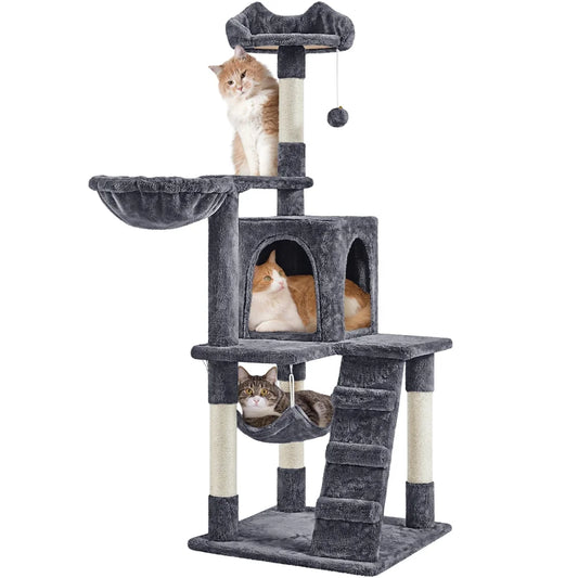 Wecharmer 58" Cat Tree Cat Tower for Indoor Cats with Scratching Post and Hanging Toy - Cat Furniture for Kitten Pets Play