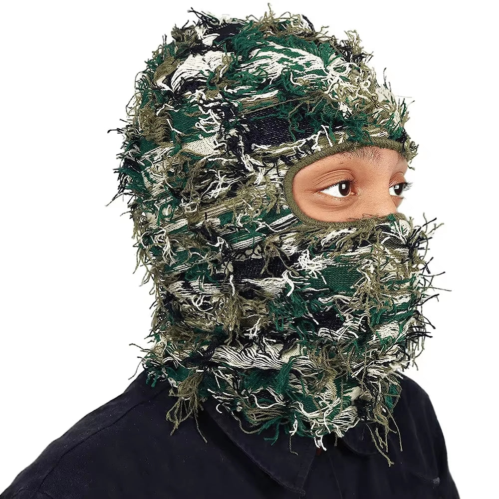 Fuzzy Balaclava Hat Full Face Cover Ski Mask Knitted Beanies