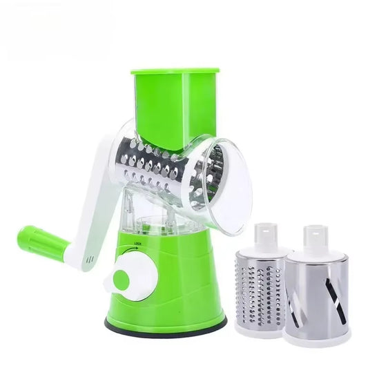 Rotary Grater with Handle, with 5 Well-Designed Blades and Strong Suction Cup Base, Mandoline Slicer and Vegetable Grater Rotary Utensils fast cutting machine kitchen must powerful Chopper Gyro Cheese Cutter Stainless Steel Multi-Functional blade storage