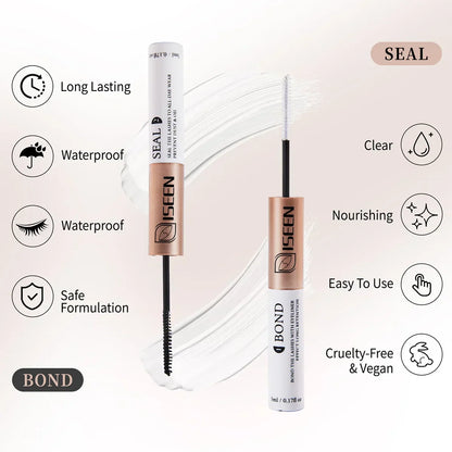 B&Q LASH Waterproof Lash Kit with Tweezers and Bond&Seal Extensions for Natural Look and Long Lasting Individual Lashes - Makeup Volumized False Eyelashes