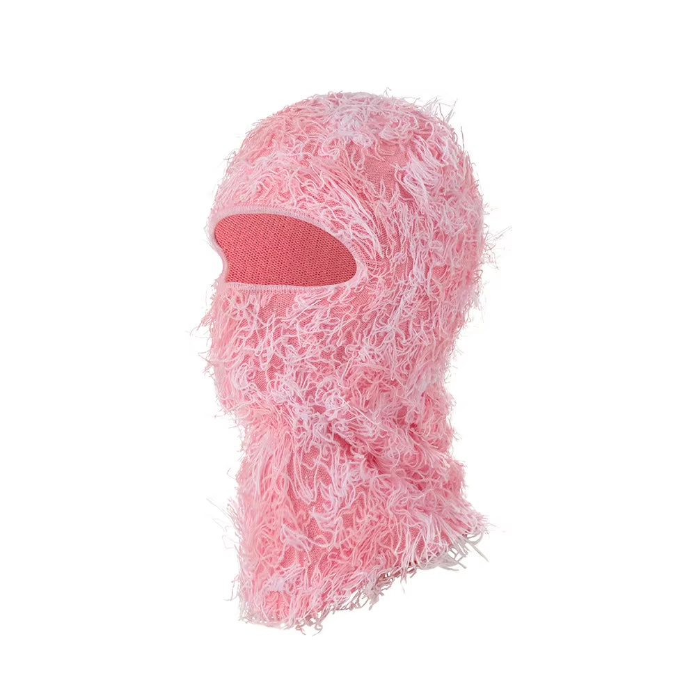 Fuzzy Balaclava Hat Full Face Cover Ski Mask Knitted Beanies