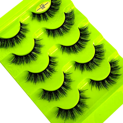 5 Pairs Classic Hybrid Volume Lashes Wispy D Curl Short Russian Strip Lashes