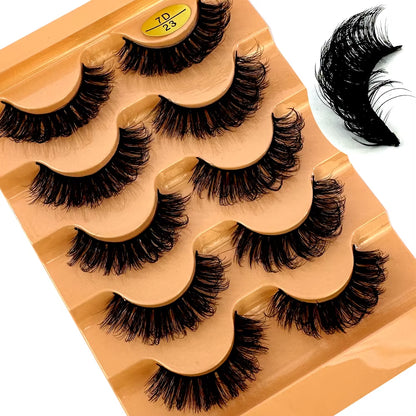 5 Pairs Classic Hybrid Volume Lashes Wispy D Curl Short Russian Strip Lashes