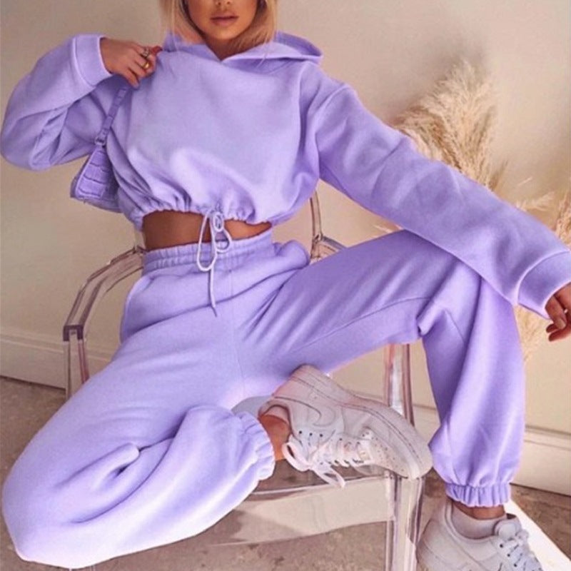 2 Piece Sweatsuit Sexy Long Sleeve casual Fitness Sportswear